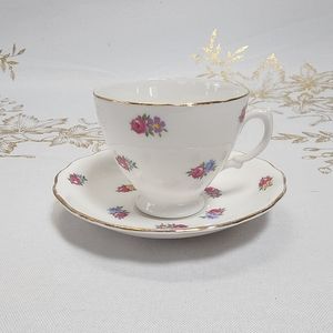 Royal Vale Fine English Bone China Tea Cup & Saucer - Vintage Rose Floral Design